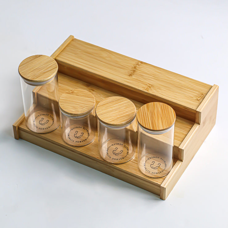 Set of 12 Spice Jar 300 ML with Bamboo Stand