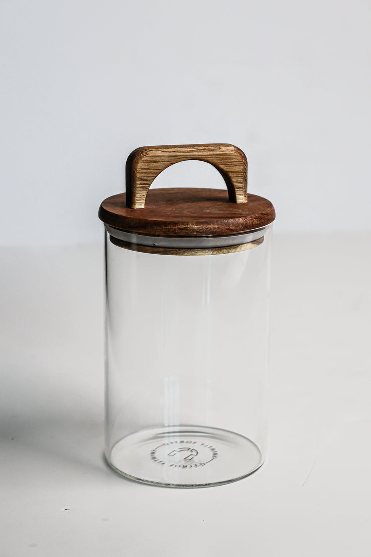 Glass Jar with Acacia Handle Lid 1000 ML