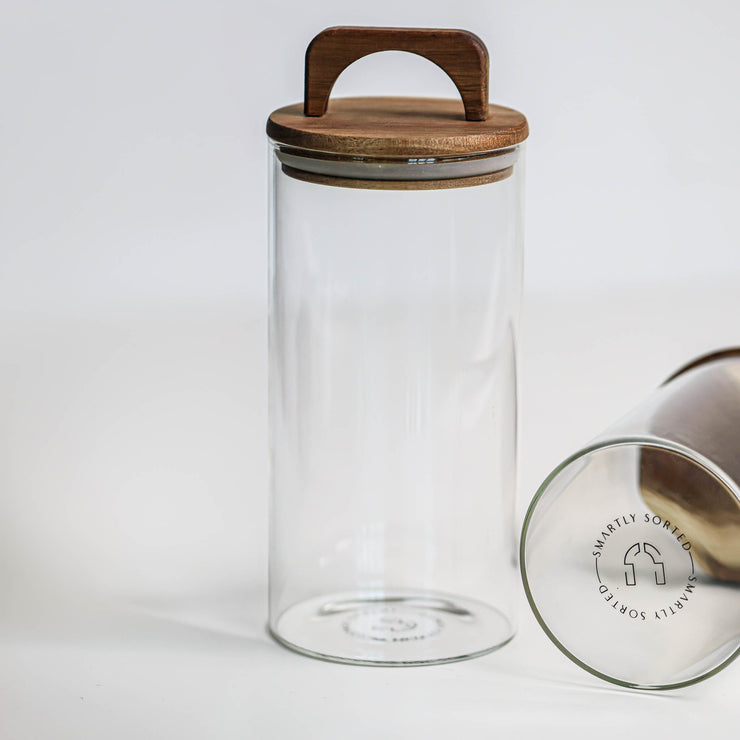 Glass Jar with Acacia Handle Lid 1250 ML