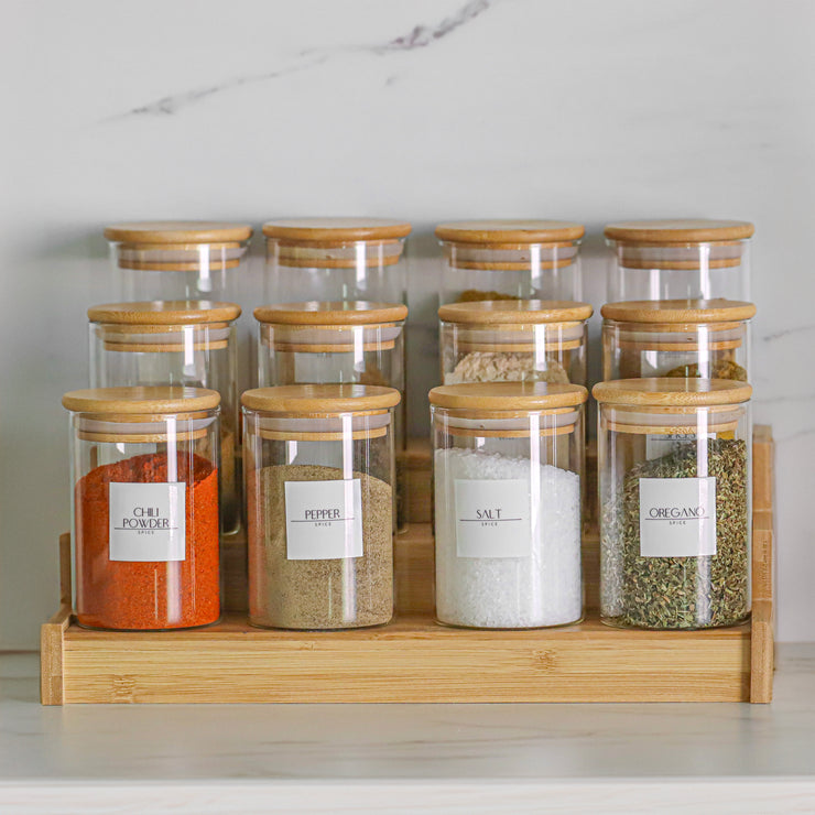 Set of 12 Spice Jar 300 ML with Bamboo Stand