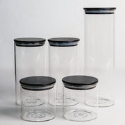 Set of 5 Jars with Black Bamboo Lid