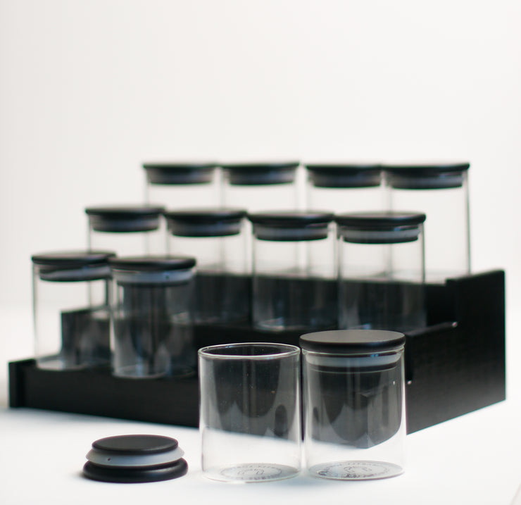 200 ML Glass Jar Set of 12 (Black)