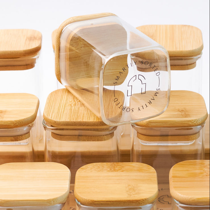 12Pcs Square Glass Spice Jars with Bamboo Lids - Spice Organizer and Seasoning  Containers for Kitchen Storage and Outdoor Advent - AliExpress