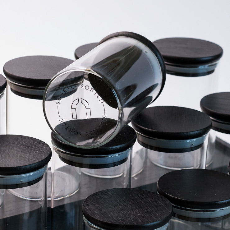 300 ML Glass Jar Set of 12 (Black)