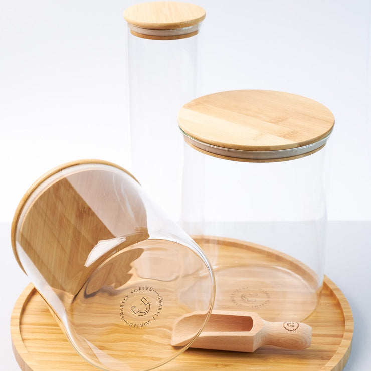 Set of 3000-2000-1000 ML Jars with Stand & Spoon