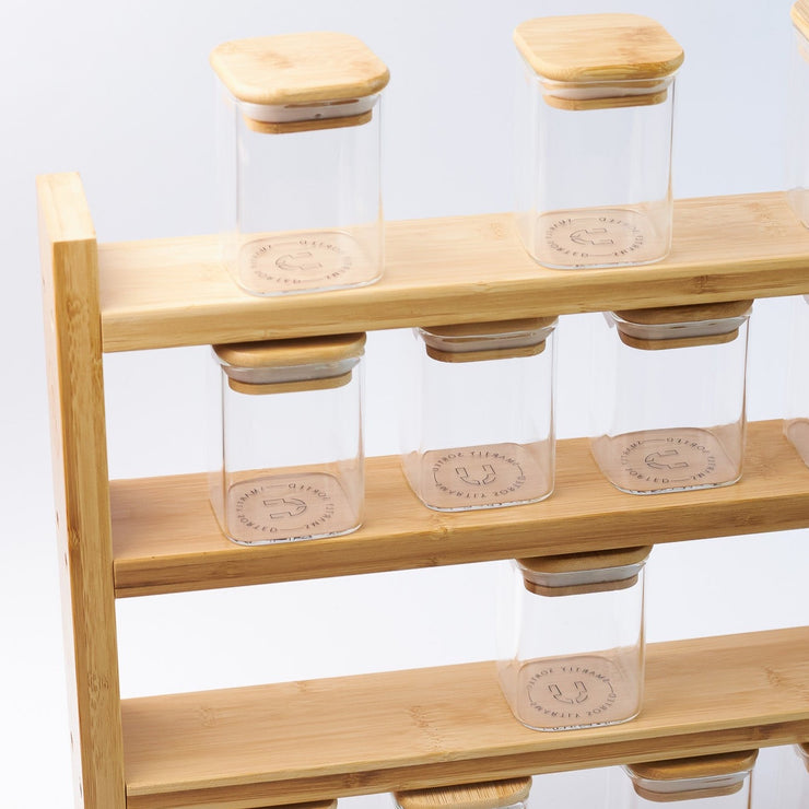 4 Tier Spice Rack with 12 Square Spice Jar 200 ML