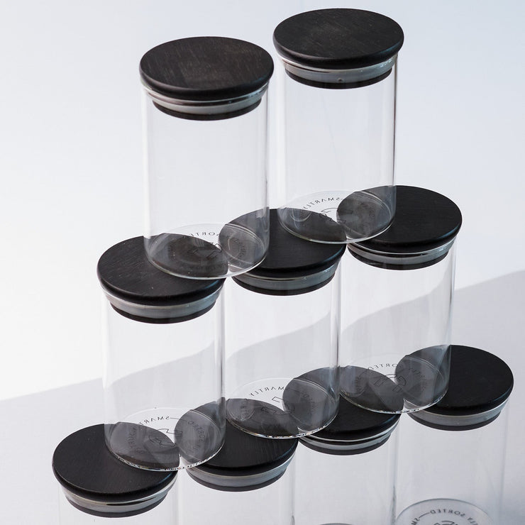 300 ML Glass Jar Set of 12 (Black)