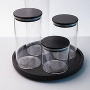 Black Acacia Lazy Susan Stand