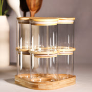 6 Glass Jar Set with Stand     	600ml