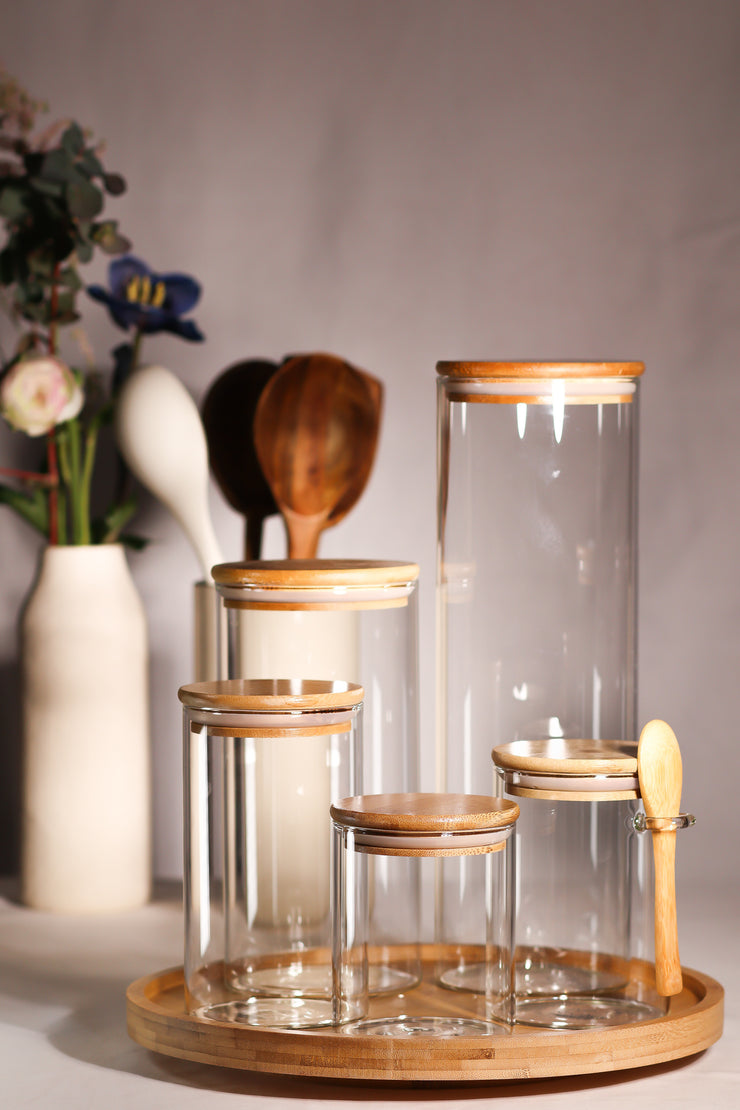 Glass Jar with Bamboo Lid   30 cm