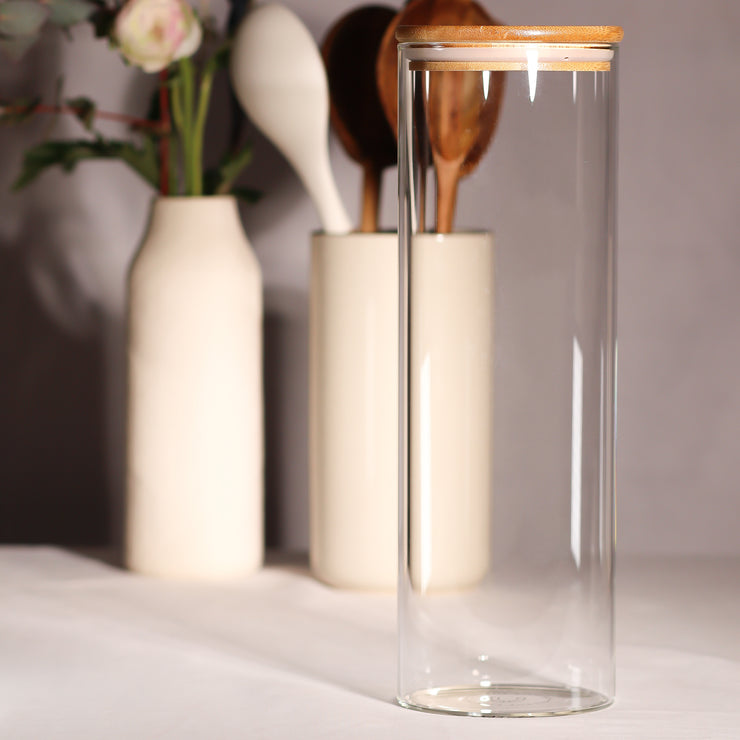 Glass Jar with Bamboo Lid   30 cm