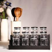 Black Glass Jar Set with Stand     (12 pc - 100ml)