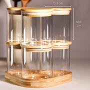 6 Glass Jar Set with Stand     	600ml