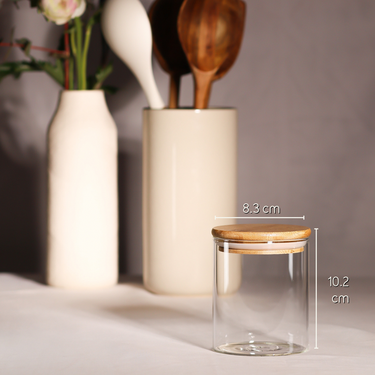 Glass Jar with Bamboo Lid 8.5 * 10 cm