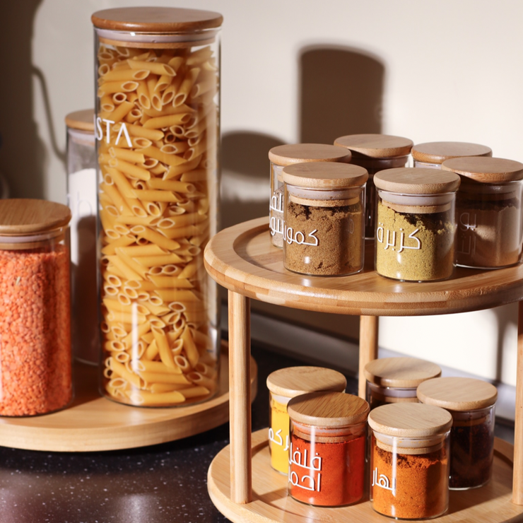 Spice Jars With Labels 100ml Glass Jar With Bamboo Lid 