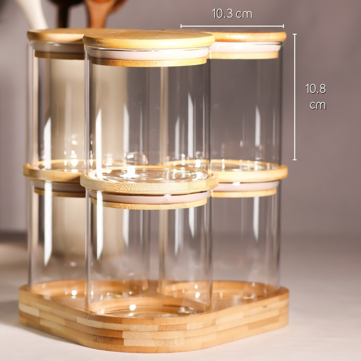 6 Glass Jar Set with Stand     	600ml