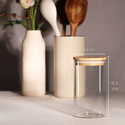 Glass Jar with Bamboo Lid 8.5*15 cm