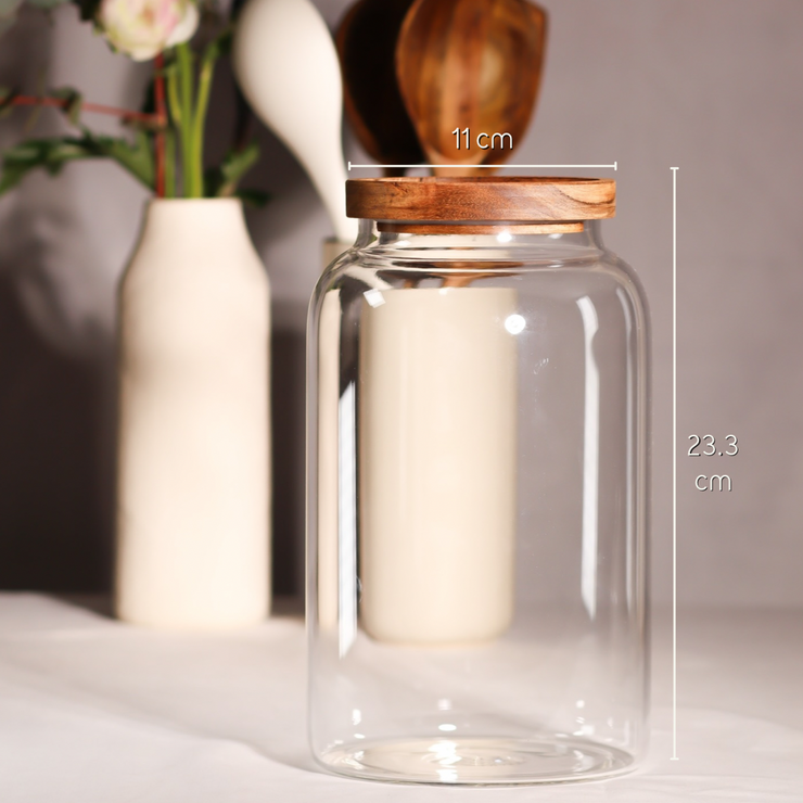 Wide Acacia Lid Jar	3000ml